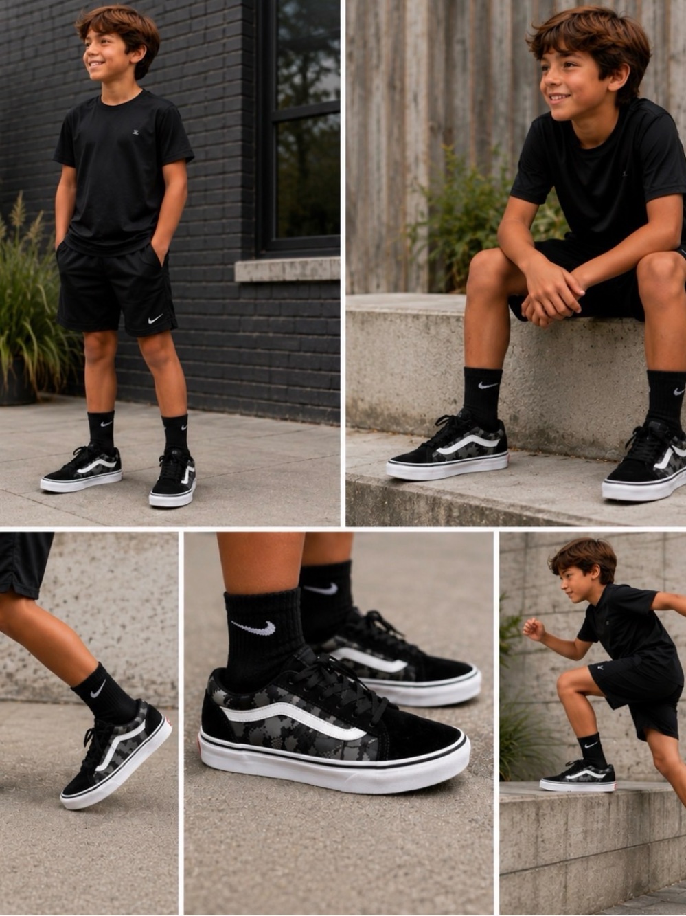 Vans Black & White camo Old Skool Sneakers